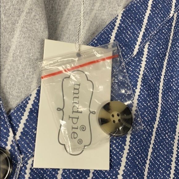 Mud Pie Eva Button Front Stripe Blue Dress - Picture 8 of 8